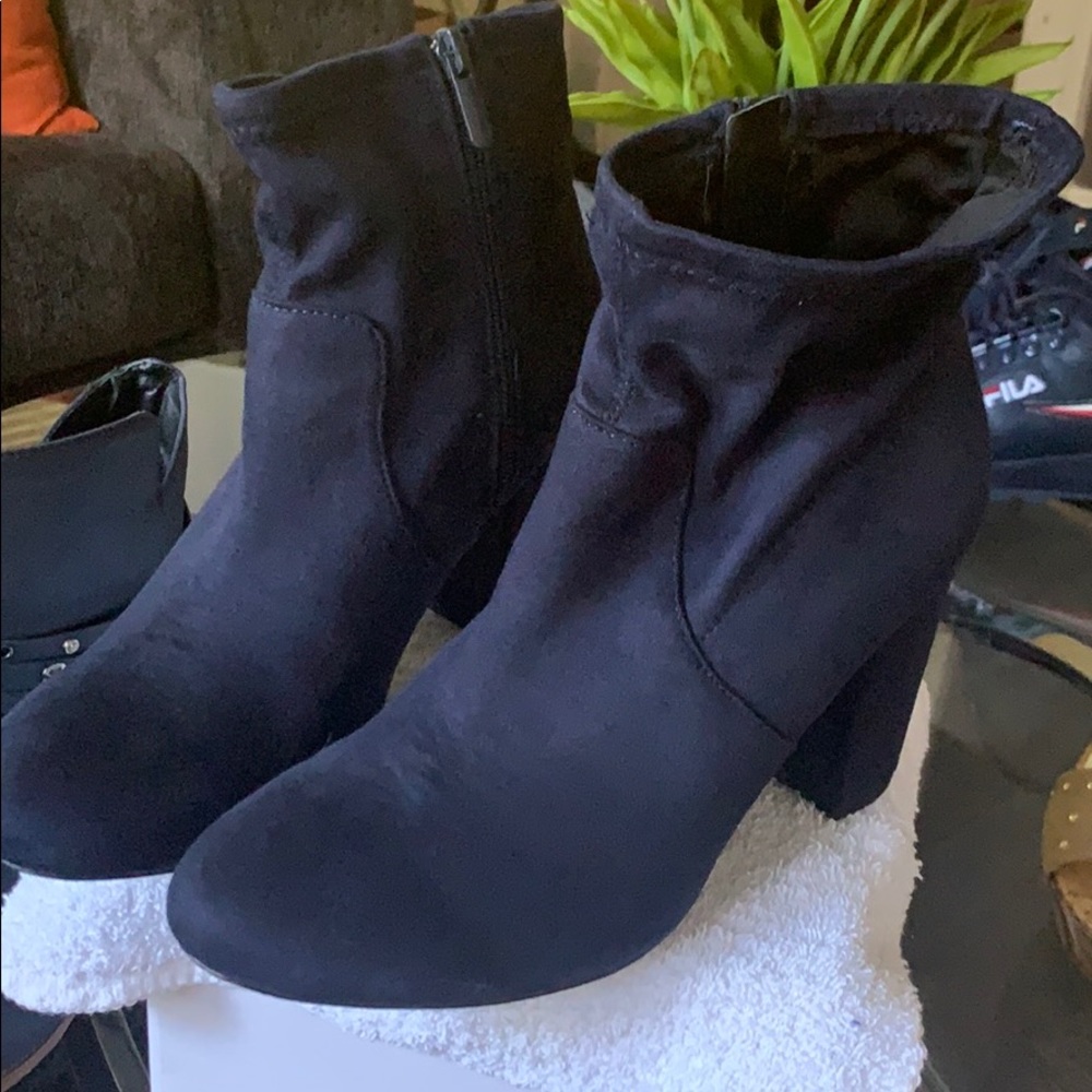 Blue suede wedge boots. Size 9